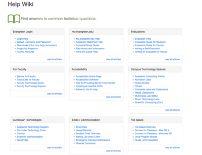 A page that uses the Basic template is the home page for the Evergreen Helpwiki