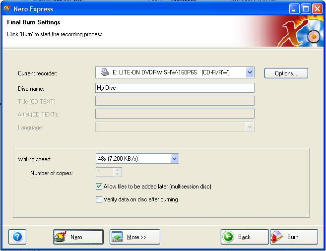 Burning a Data CD or DVD - Nero - Help Wiki
