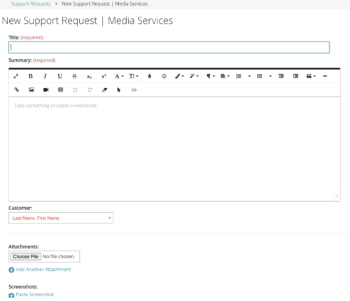 Media Services Support Request